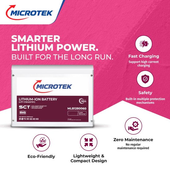 Microtek LUXE Inverter New 1400 with 12.8V 100Ah Lithium Battery Microtek LUXE Inverter New 1400 with 12.8V 100Ah Lithium Battery