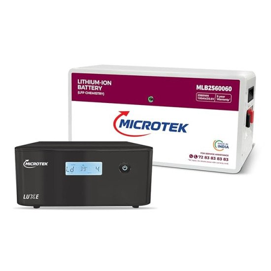 Microtek LUXE NEW 1900 UPS with 25.6V 100Ah Lithium Battery