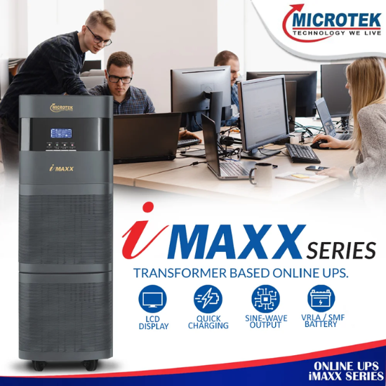 Microtek Online UPS 5.5KVA i Max Series 1PH:1PH 192V Inbuilt Isolation Transformer