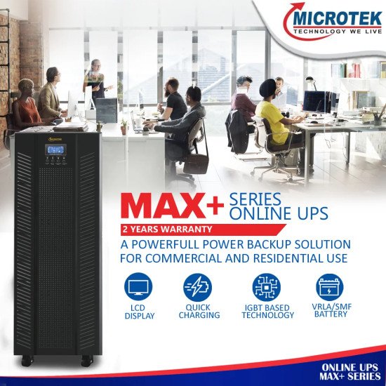 Microtek Online UPS 6KVA Max+ Series 1PH:1PH 192V Microtek Online UPS 6KVA Max+ Series 1PH:1PH 192V