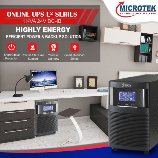 Microtek Online UPS E²+ Series 1KVA 24V With Inbuilt Battery Microtek Online UPS E²+ Series 1KVA 24V With Inbuilt Battery