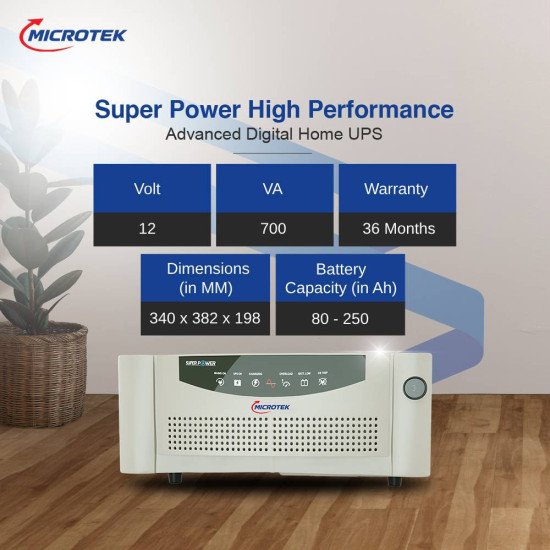 PowerSure Li Combo | Microtek 700 DG Home UPS + 12.8V 100Ah Lithium-ion Battery
