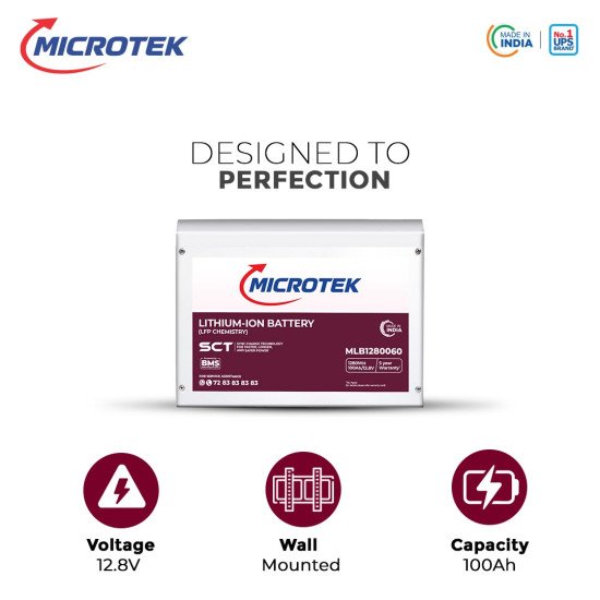 PowerSure Li Combo | Microtek 700 DG Home UPS + 12.8V 100Ah Lithium-ion Battery